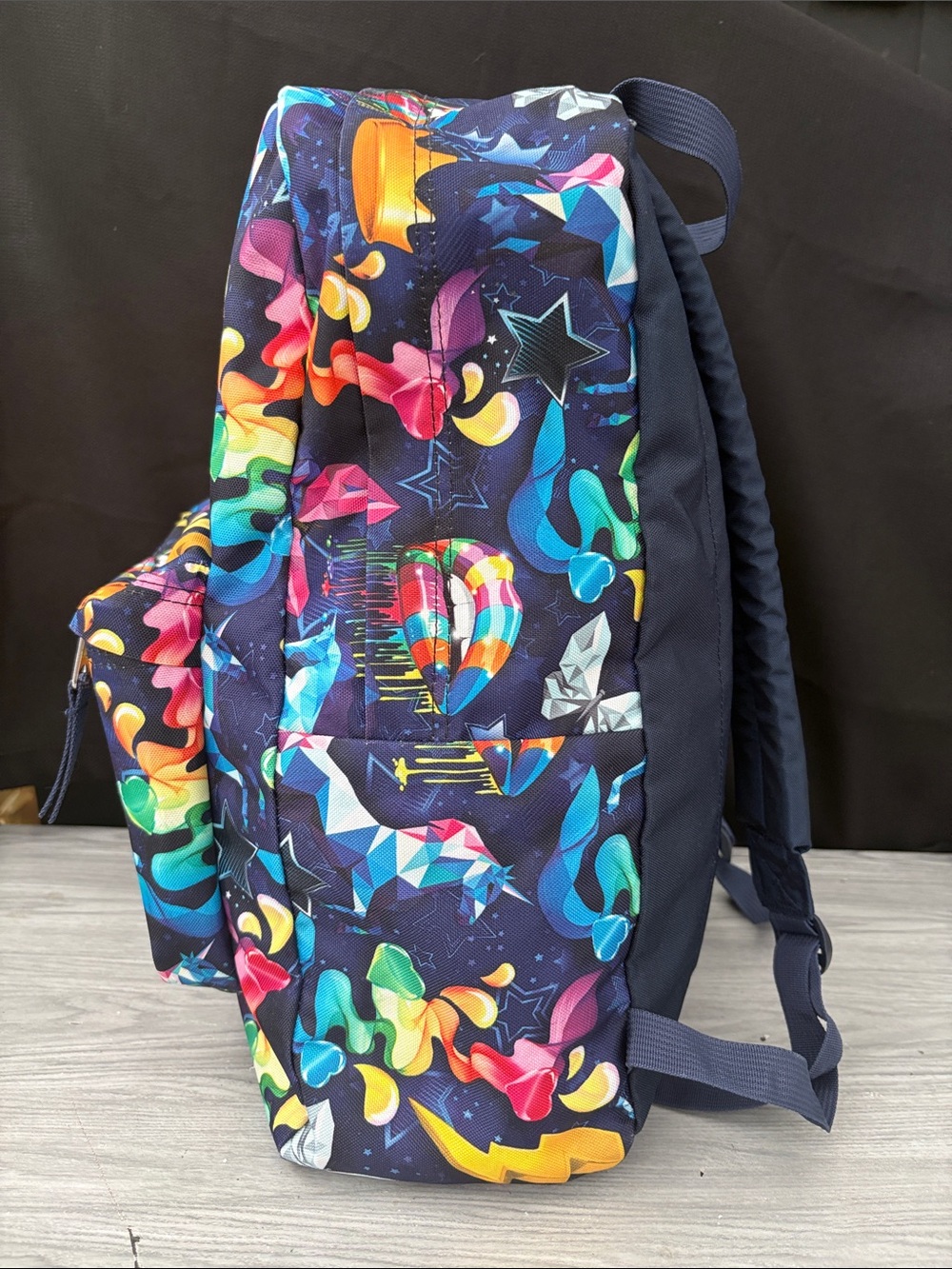 JanSport Navy Multicolor Unicorn & Lightning Print Backpack - Picture 2 of 9
